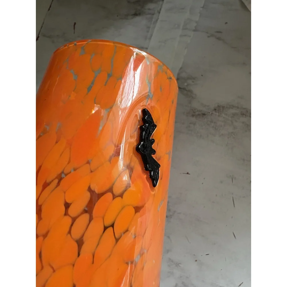 Halloween Charm Glass Thumbprint Confetti Bats Orange Set Of 2 Trendy influencer